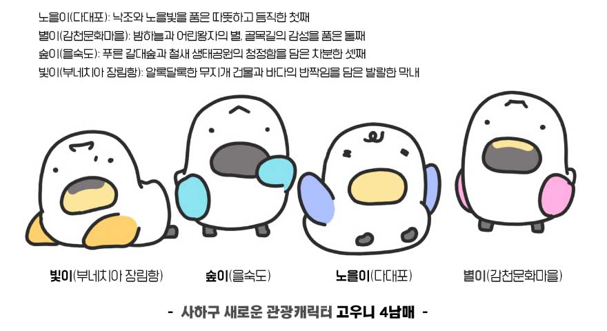 사하구 새 관광캐릭터 고우니4남매 개발 및 발표